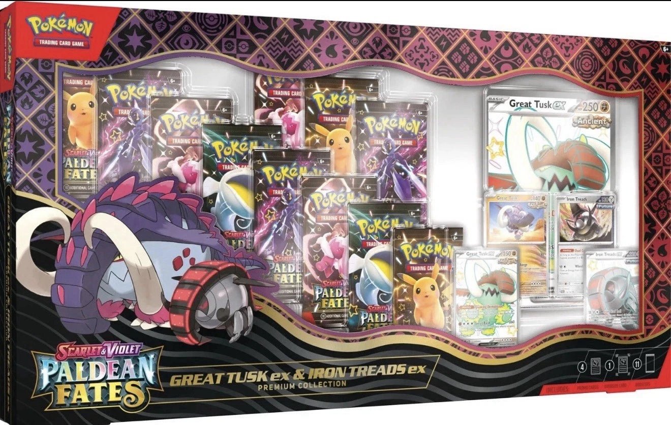 Paldean Fates Great Tusk ex & Iron Treads ex Premium Collection - SV: Paldean Fates (PAF) - Blue's Outpost